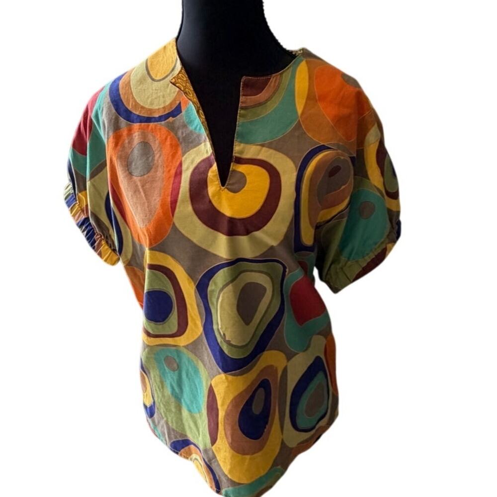 NWT Ivy Jane XS Colorful Abstract Circle Print Top USA Made $118